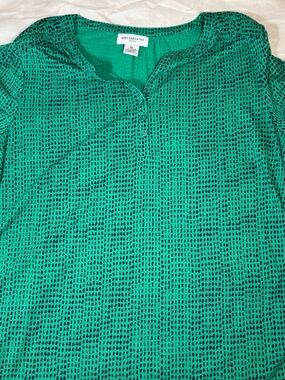 Liz Claiborne Teal Tunic with Black Dot Print
